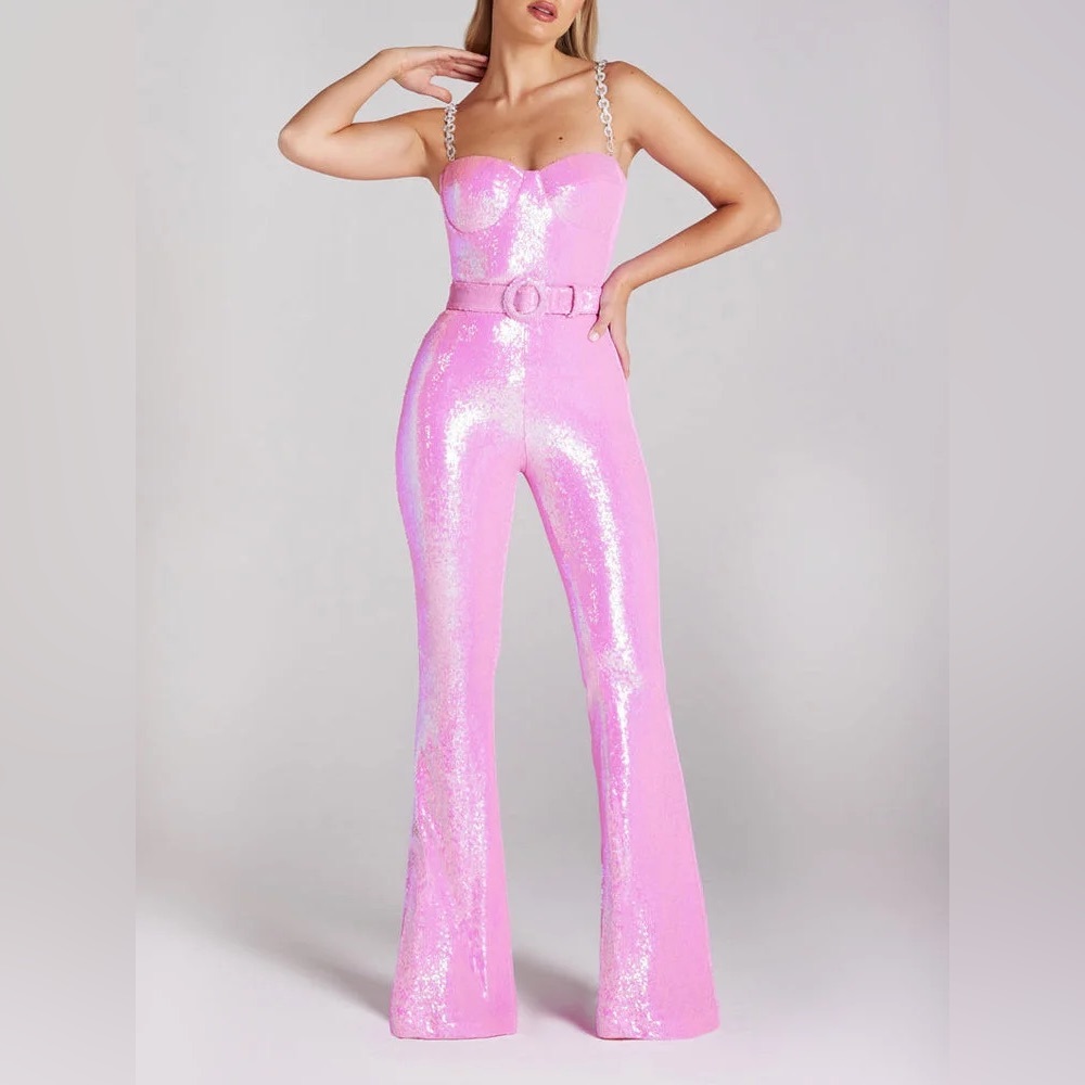 PINK SEQUIN BARBIE JUMPSUIT